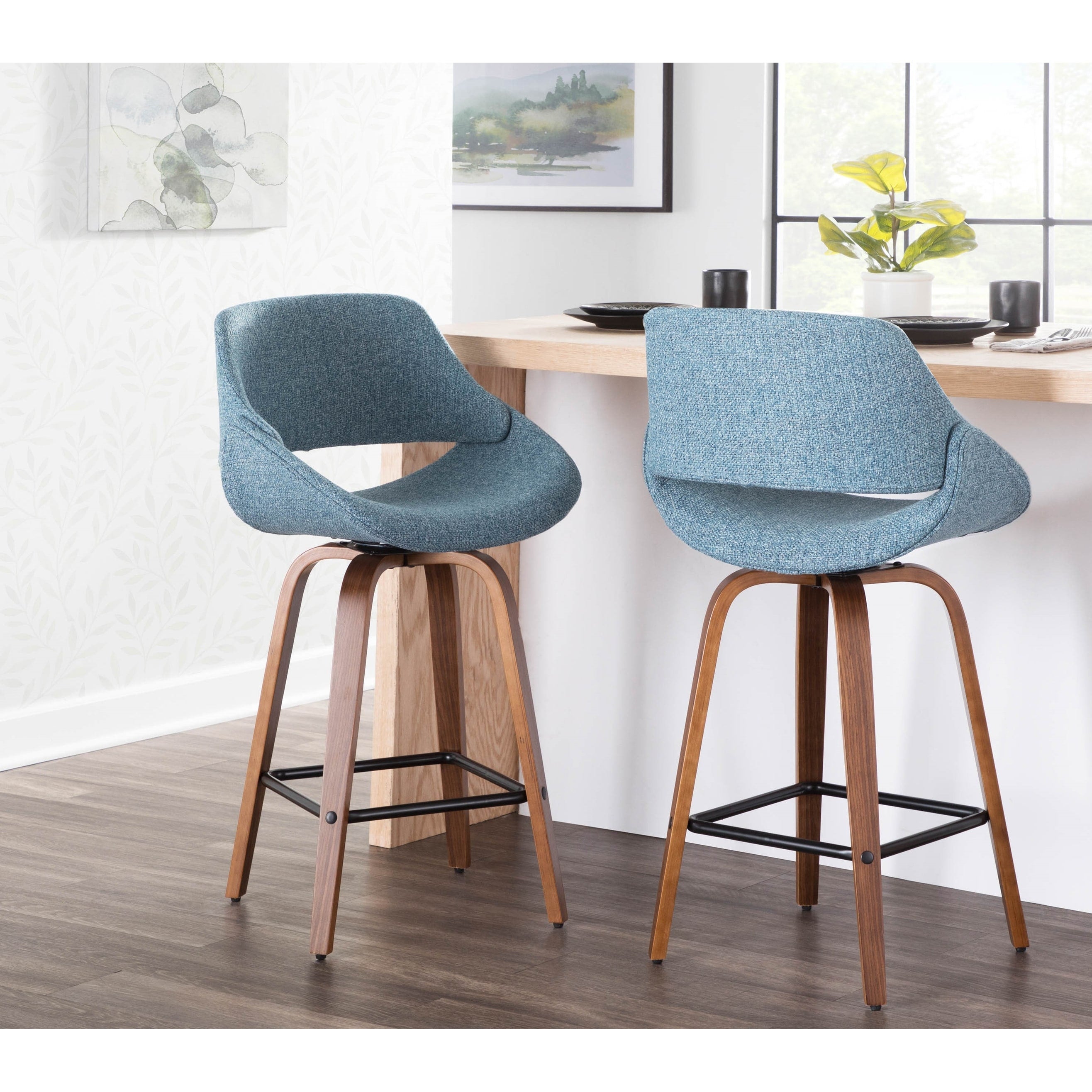 Carson Carrington Svellingen Counter Stool With Square Black Footrest Set Of 2