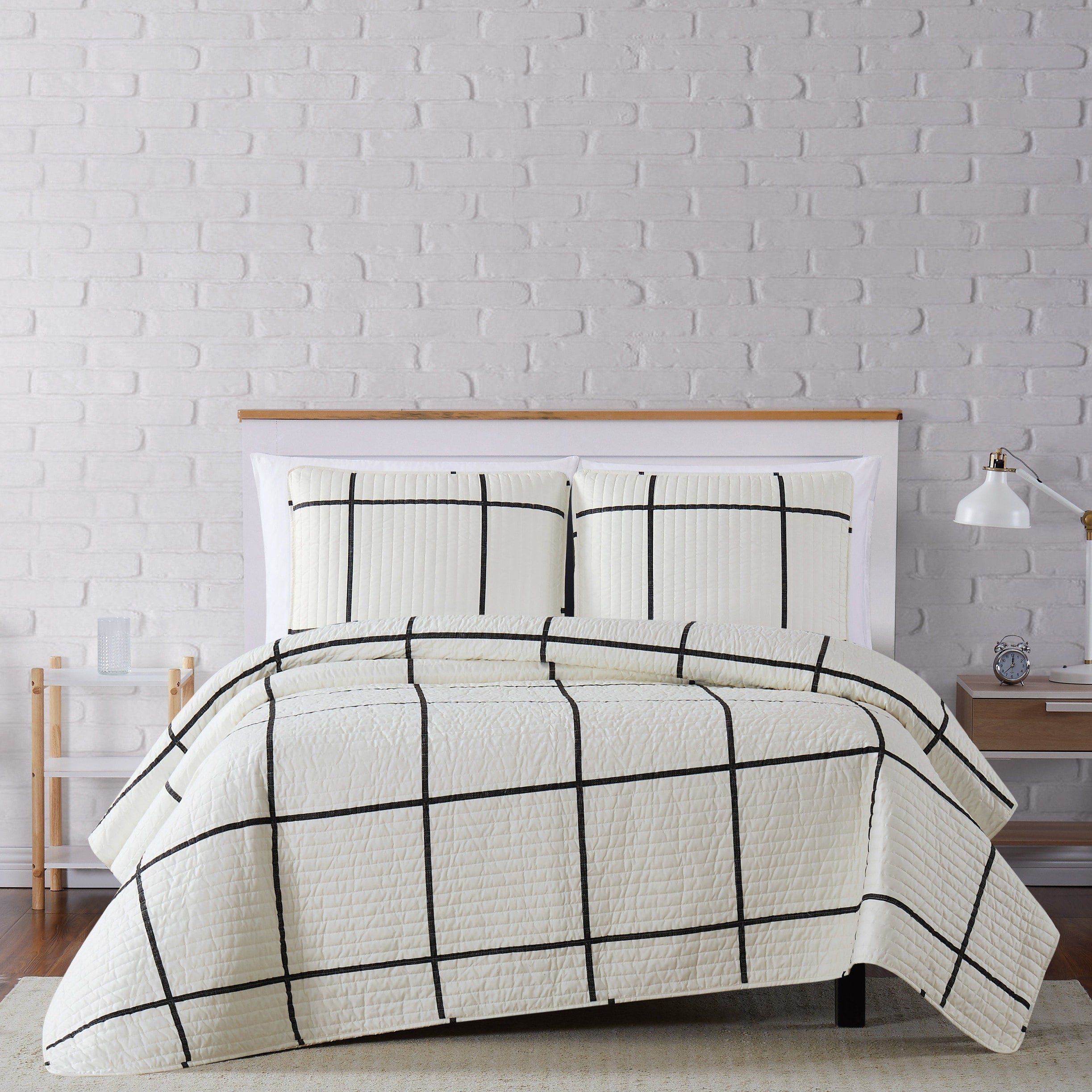 Carson Carrington Tomnas Modern Windowpane 3 Piece Quilt Set