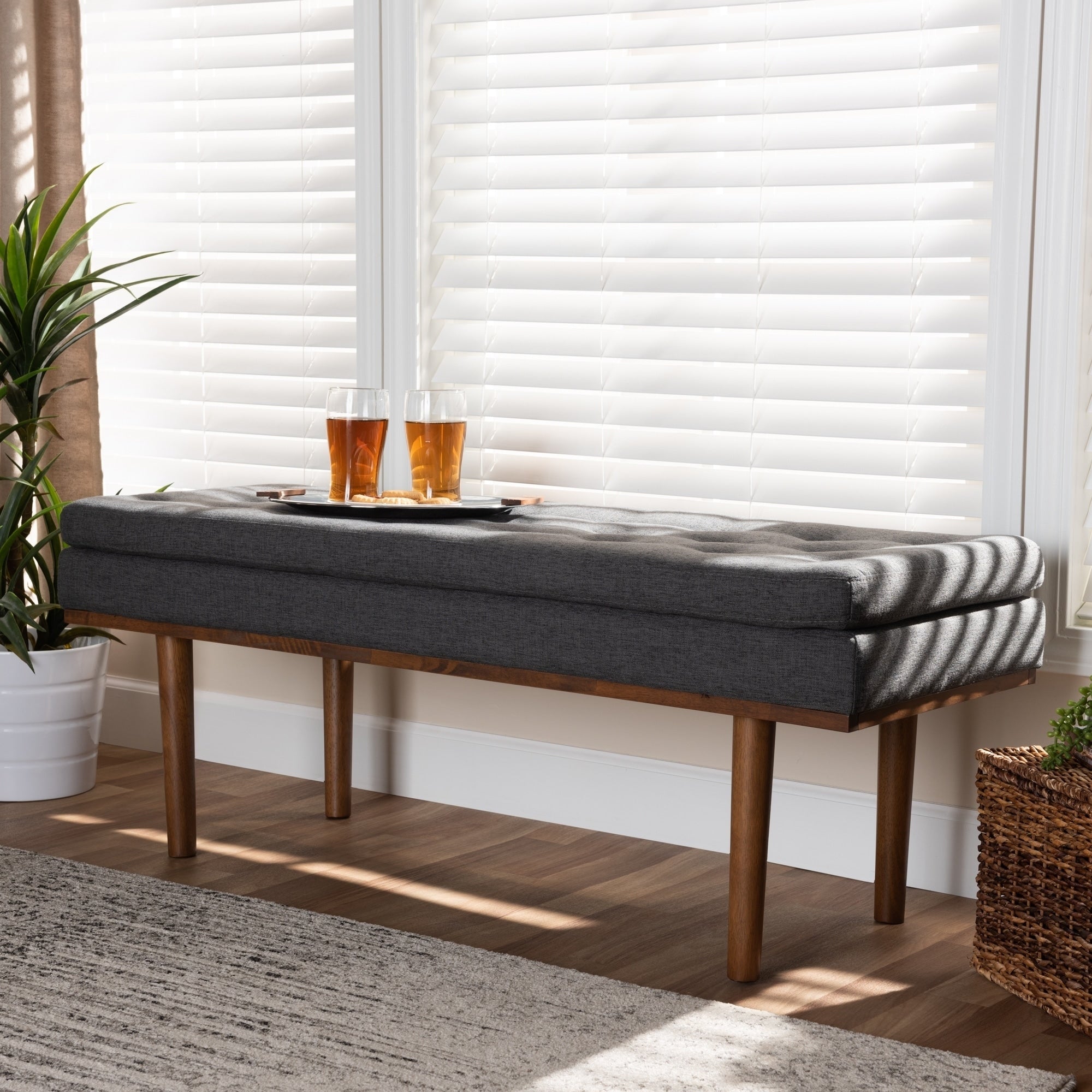 Carson Carrington Ufas Mid Century Modern Upholstered Bench