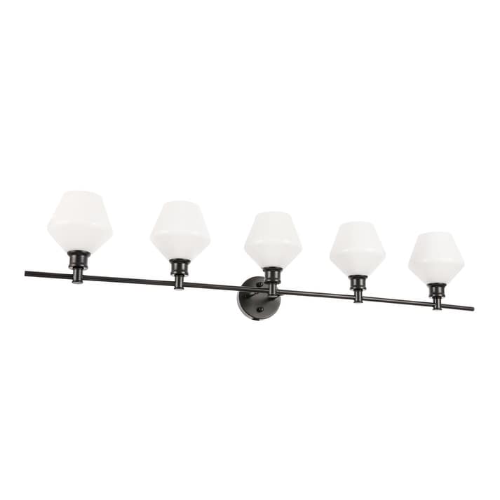 Ivy Terrace Gwyneth Clear Frosted White Brass Iron 5 Light Wall Sconce
