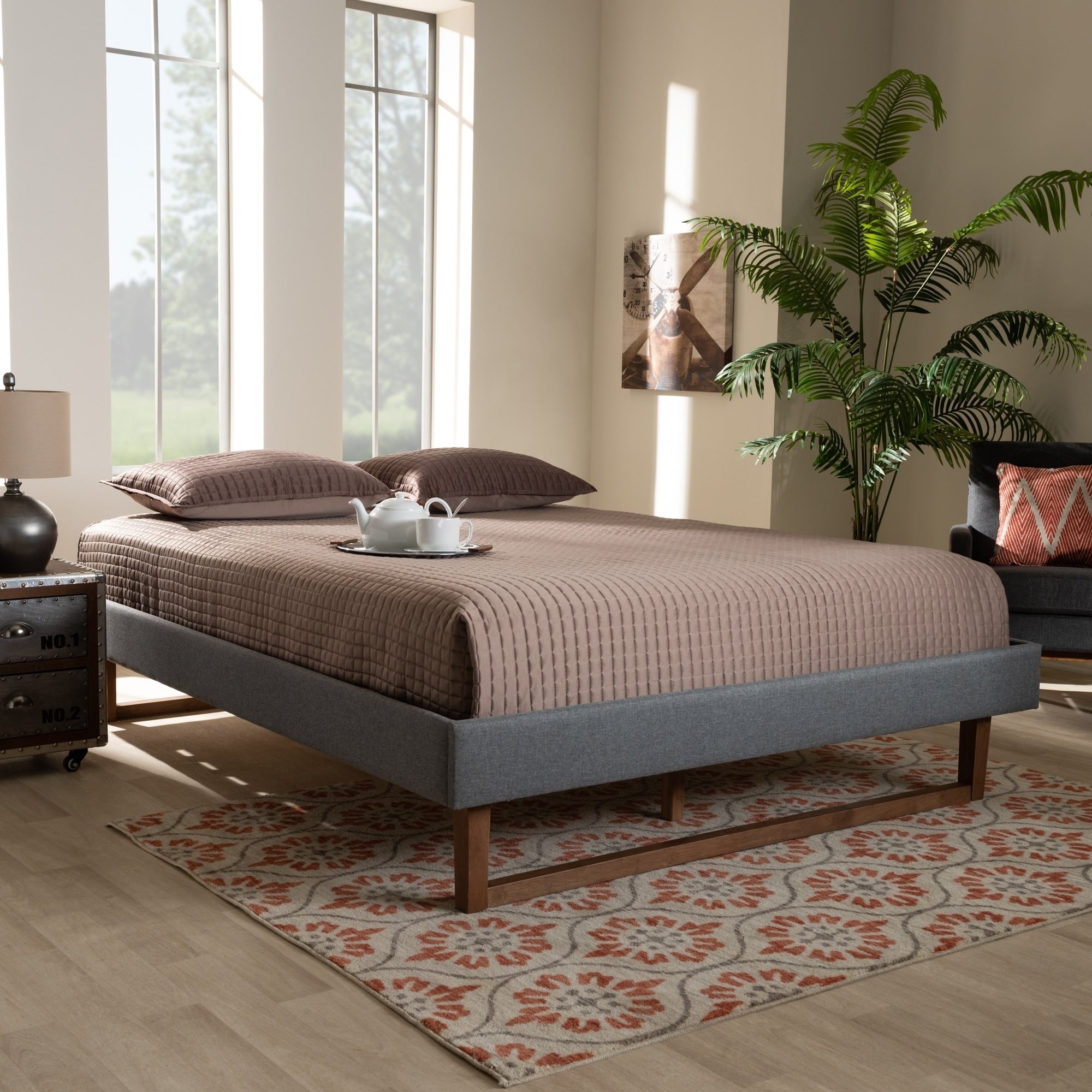 Carson Carrington Ulva Fabric Mid Century Platform Bed Frame