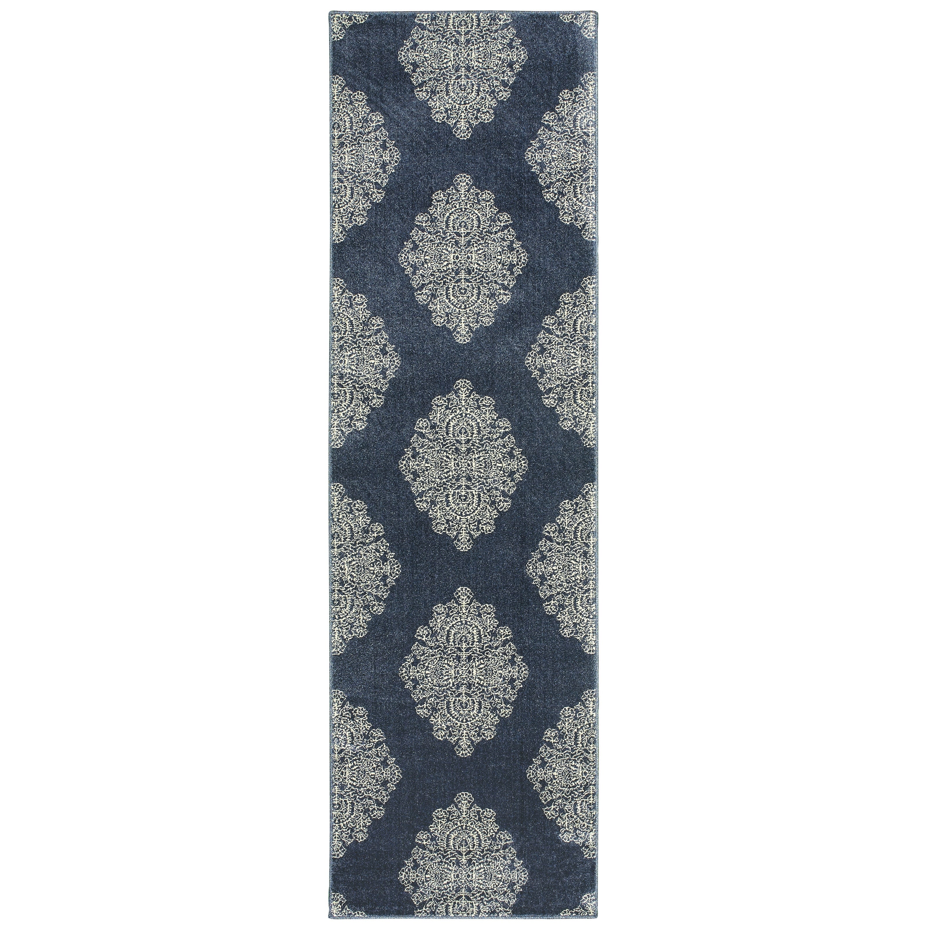 Carson Carrington Vallentuna Medallions Blue Ivory Polypropylene Area Rug 910 X 1210