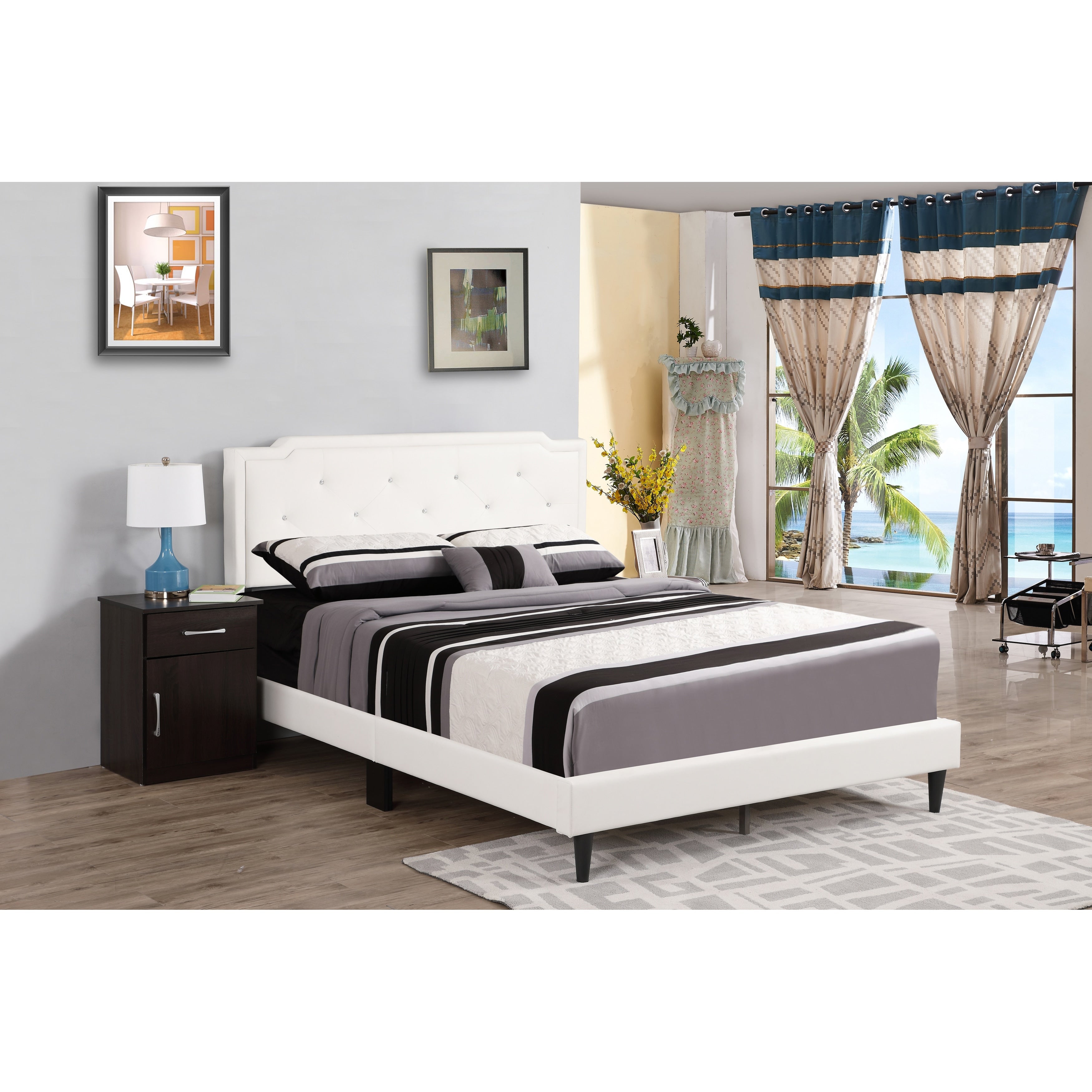 Carson Carrington Valsnas Adjustable Tufted Faux Leather Panel Bed
