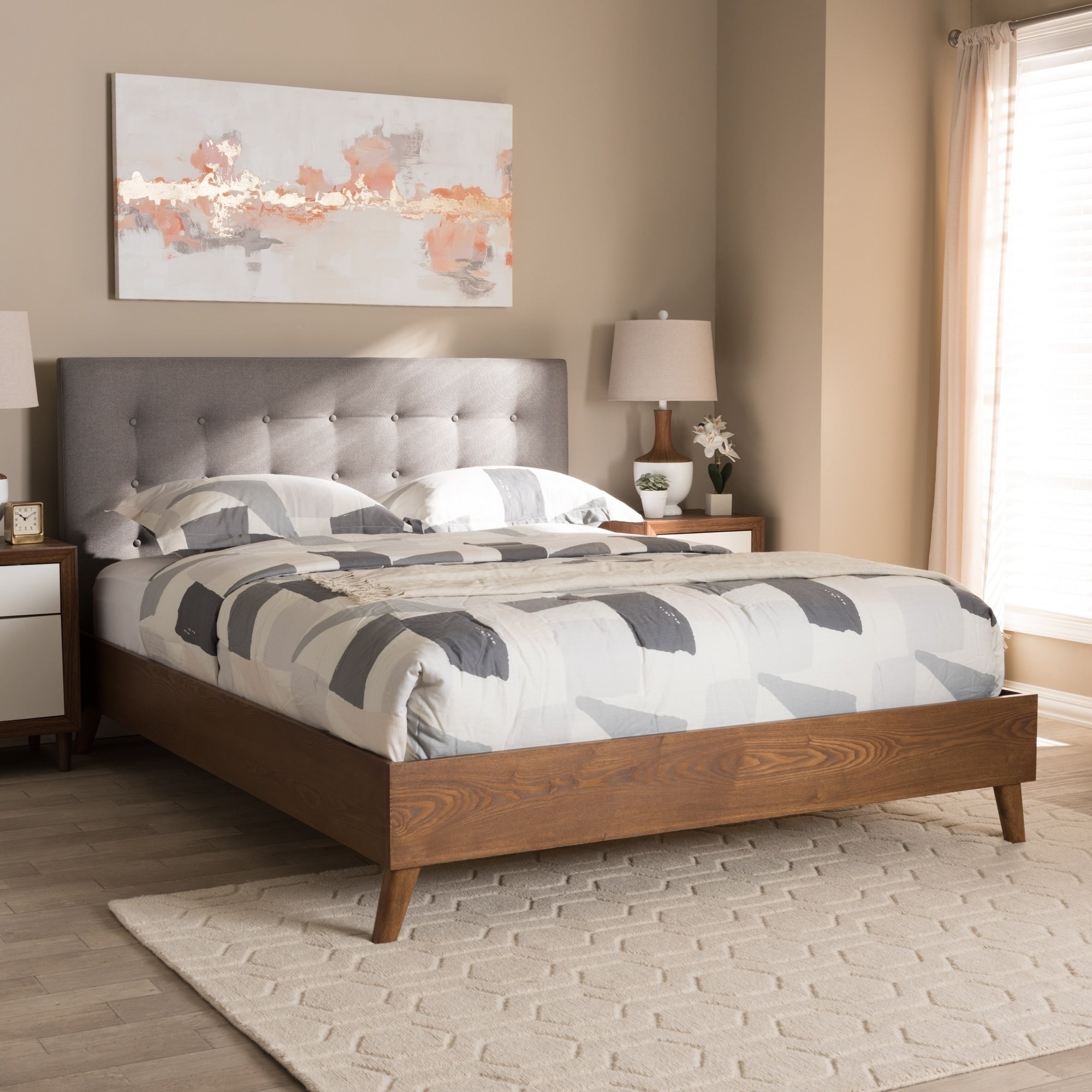 Carson Carrington Vasa Mid Century Fabric Platform Bed