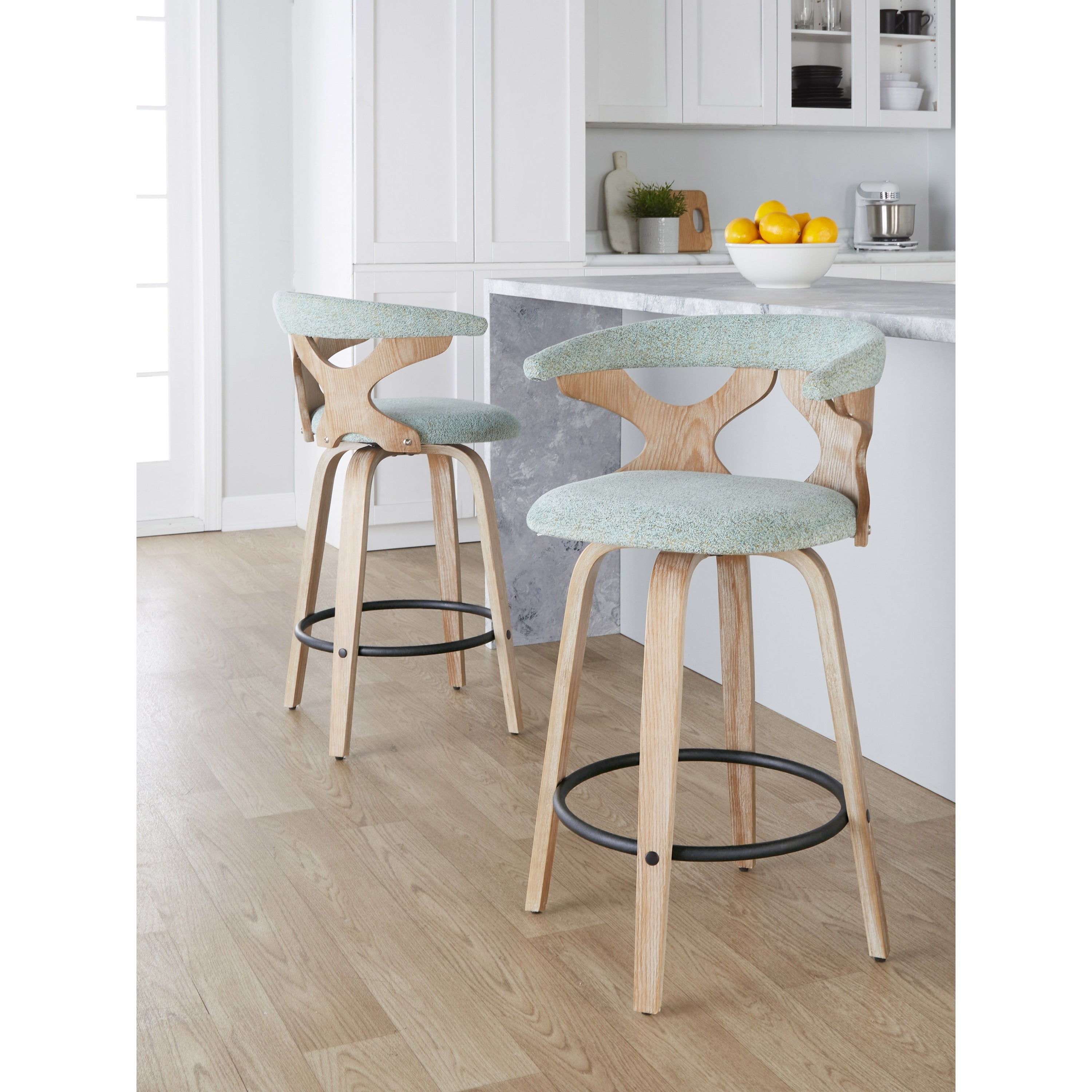 Gardenia Mid Century Modern Upholstered Counter Stools Set Of 2