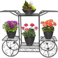 Cart Stand 6 Flower Pot Display Rack Black