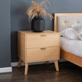 Carter 2 Drawer Mid Century Walnut Nightstand