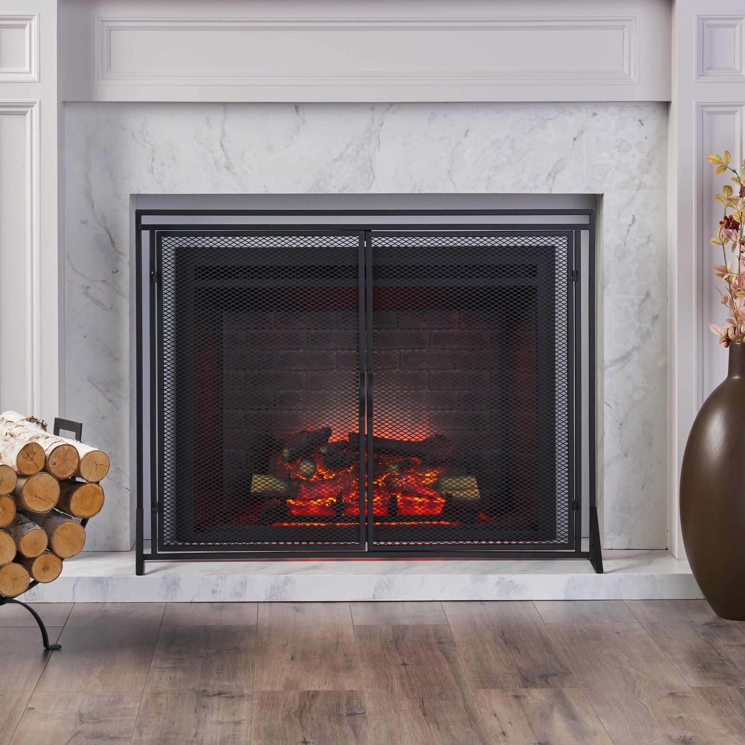 Cartwright Modern Iron Fireplace Screen By Christopher Knight Home 30.50 H X 40.00 W And Is 10.25 D