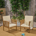 Casa Acacia Outdoor Acacia Wood Club Chairs Set Of 2 By Christopher Knight Home