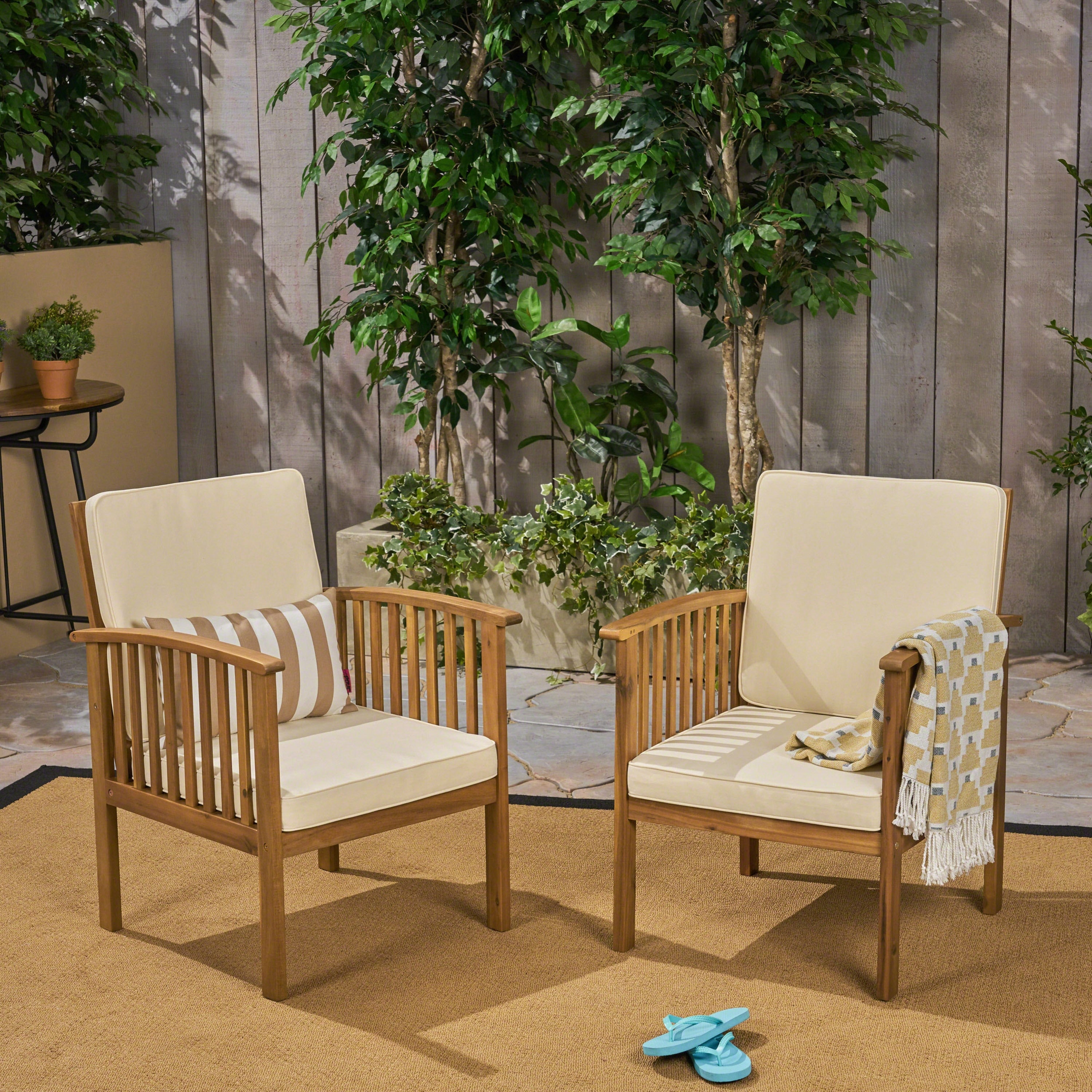 Casa Acacia Outdoor Acacia Wood Club Chairs Set Of 2 By Christopher Knight Home