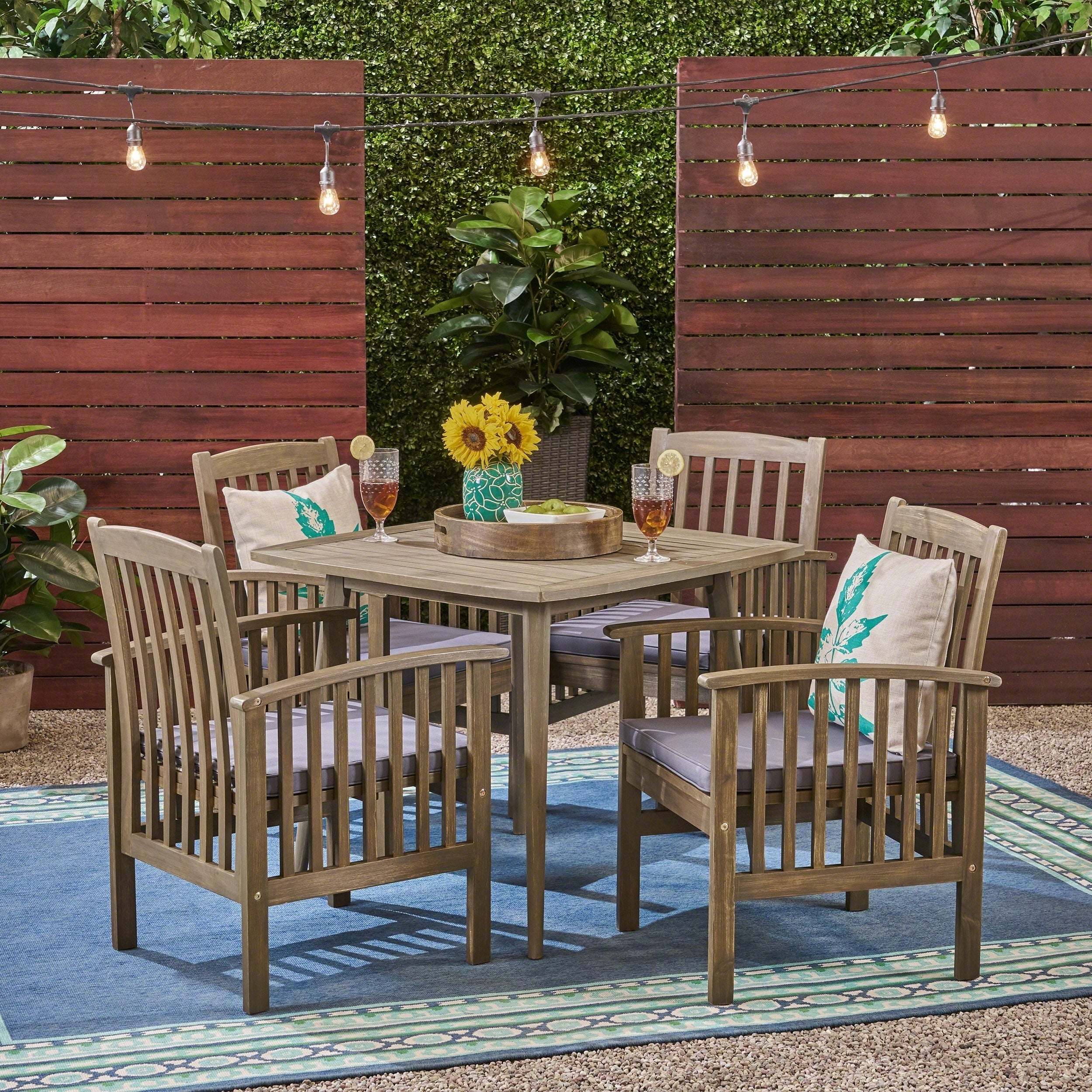 Casa Outdoor 4 Seater 36 Square Acacia Patio Dining Set With Straight Legs By Christopher Knight Home