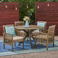 Casa Outdoor 4 Seater 47 Round Acacia Dining Set With X Legs By Christopher Knight Home
