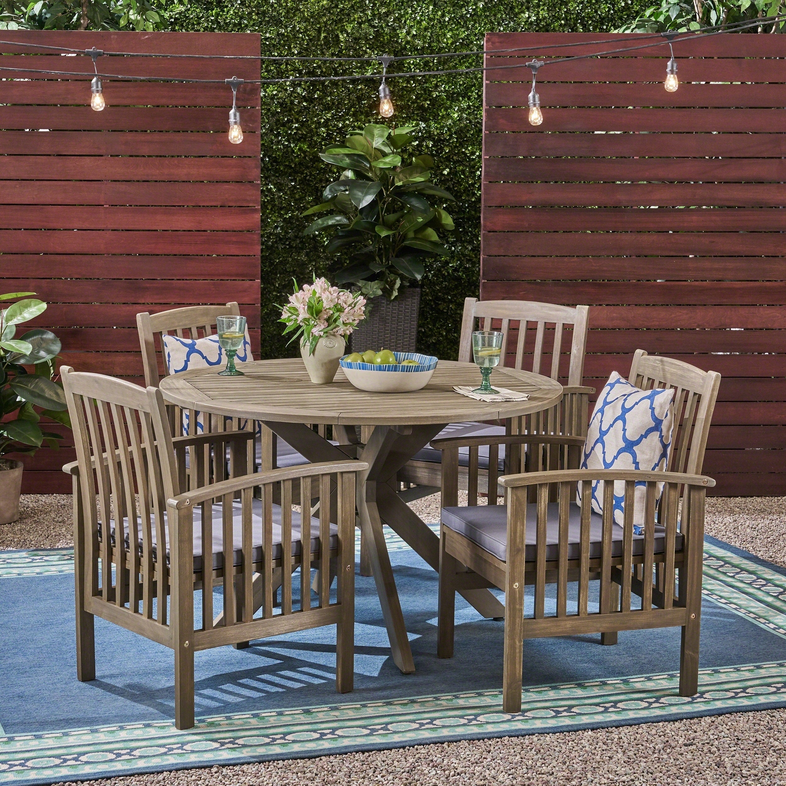 Casa Outdoor 4 Seater 47 Round Acacia Dining Set With X Legs By Christopher Knight Home