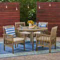Casa Outdoor 4 Seater 47 Round Acacia Dining Set With Straight Legs By Christopher Knight Home
