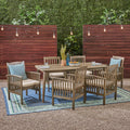 Casa Outdoor 6 Seater 71 Rectangular Acacia Dining Set With Straight Legs By Christopher Knight Home