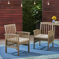 Casa Outdoor Acacia Wood Dining Chairs With Cushions Set Of 2 By Christopher Knight Home