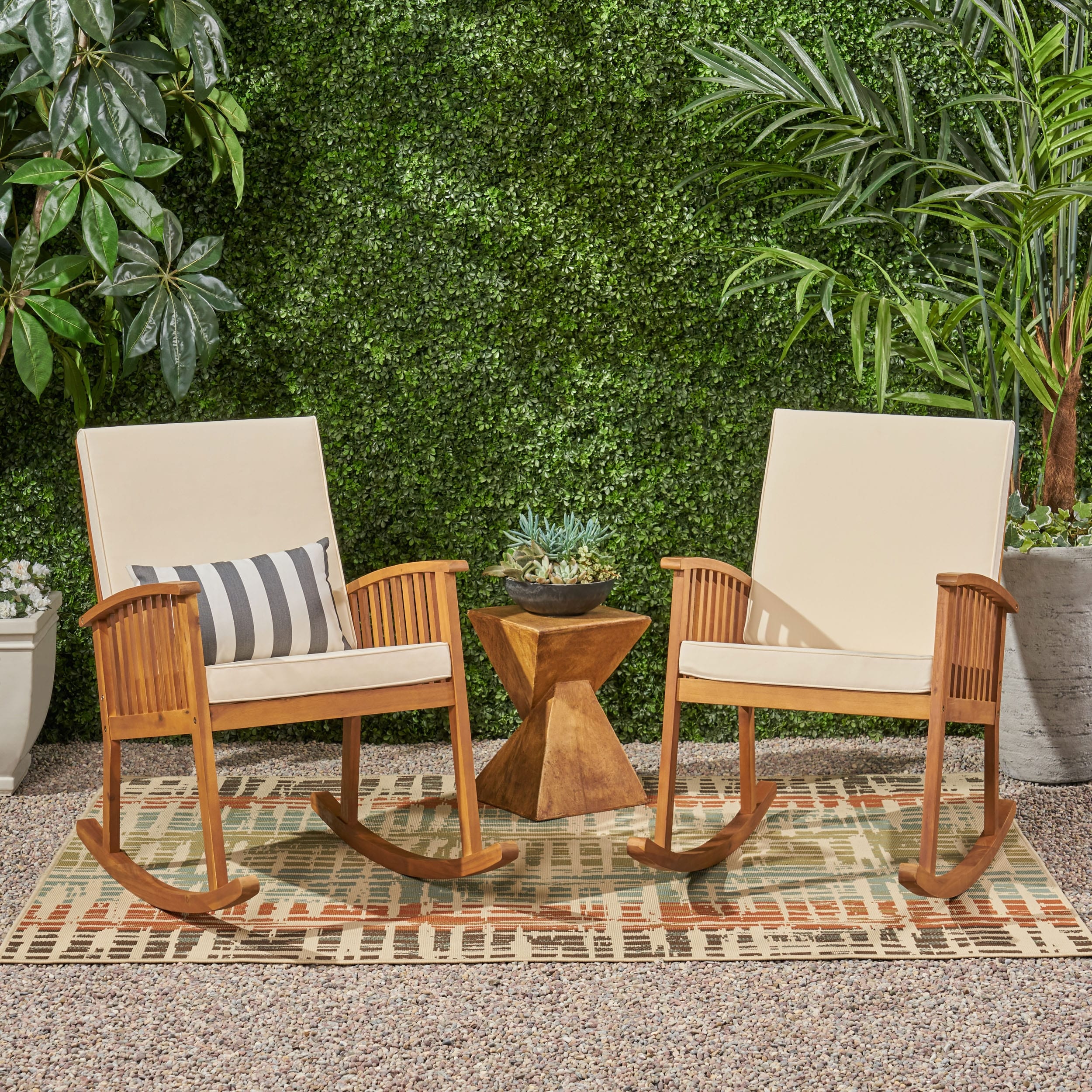 Casa Outdoor Acacia Wood Rocking Chairs Set Of 2 By Christopher Knight Home