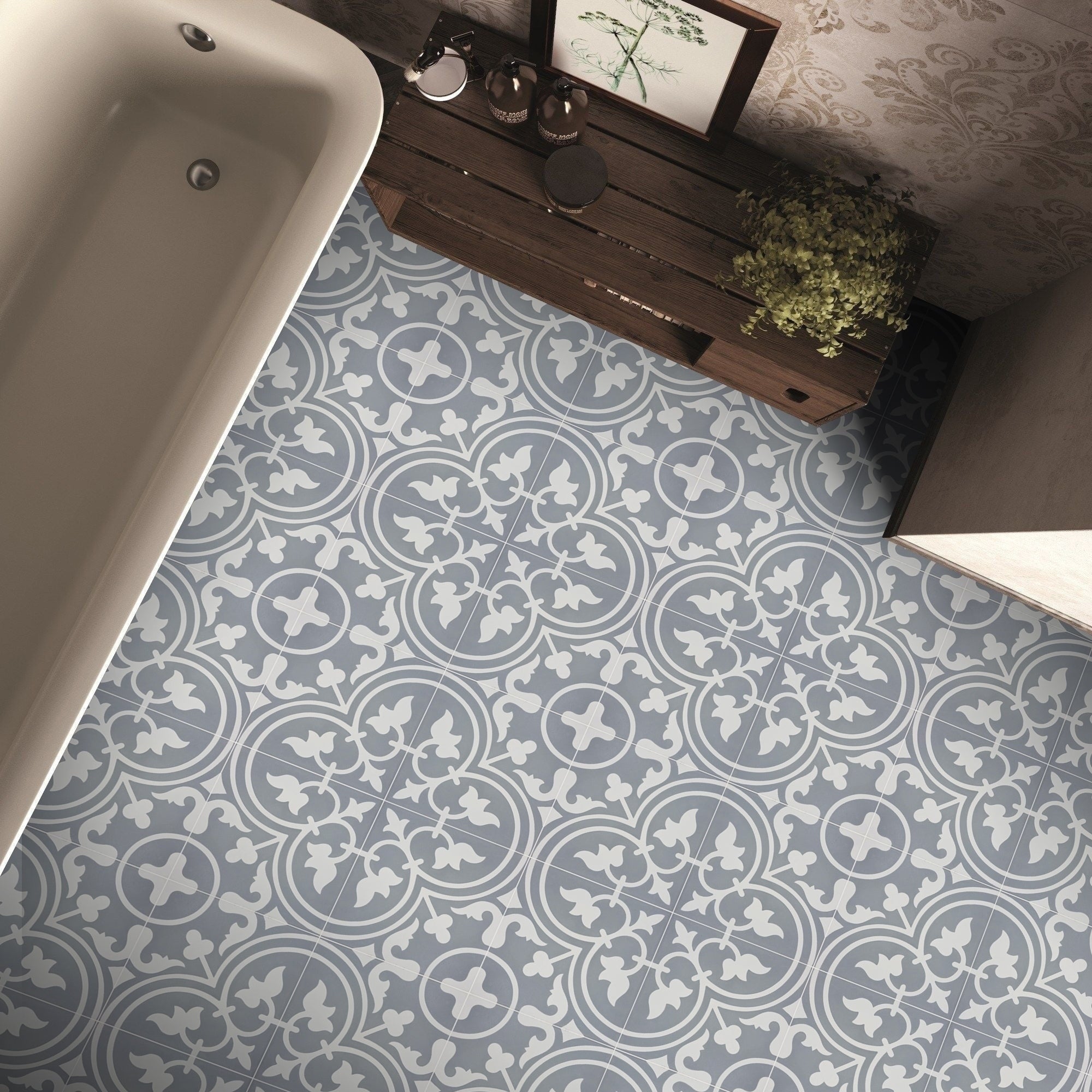 Casa In Grey And White Handmade 8X8 In Moroccan Tiles Pack 12