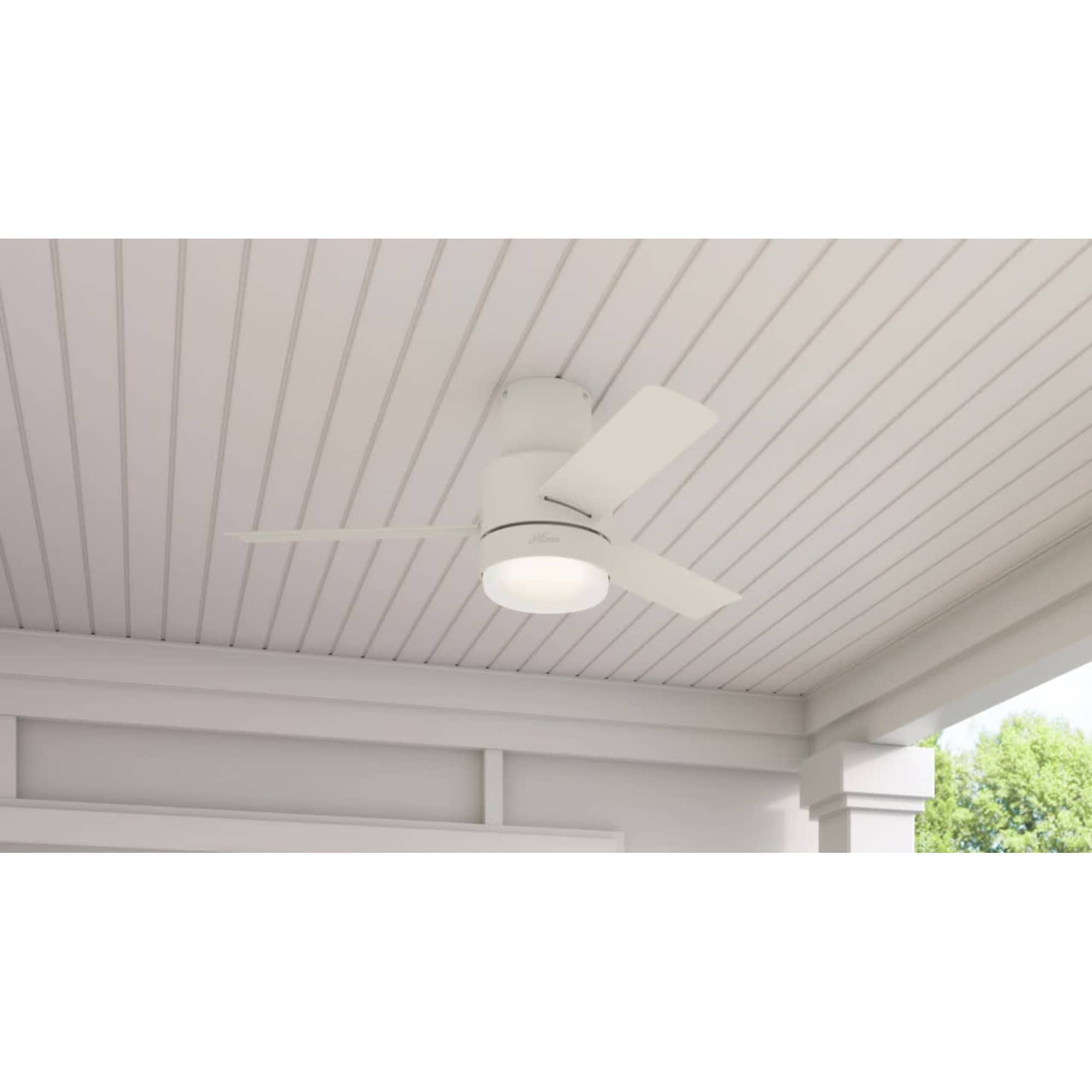 Hunter 44 Gilmour Outdoor Low Profile Ceiling Fan With Led Light Kit And Handheld Remote