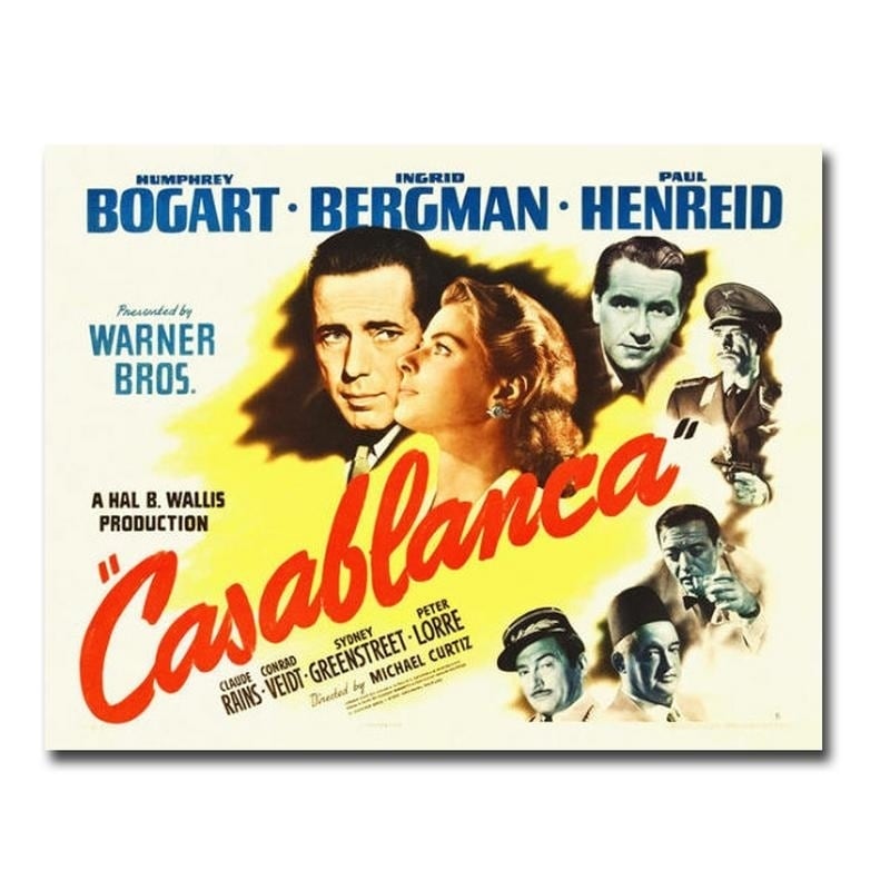 Casablanca Movie Poster Gallery Wrapped Canvas Giclee Art 24 In X 32 In