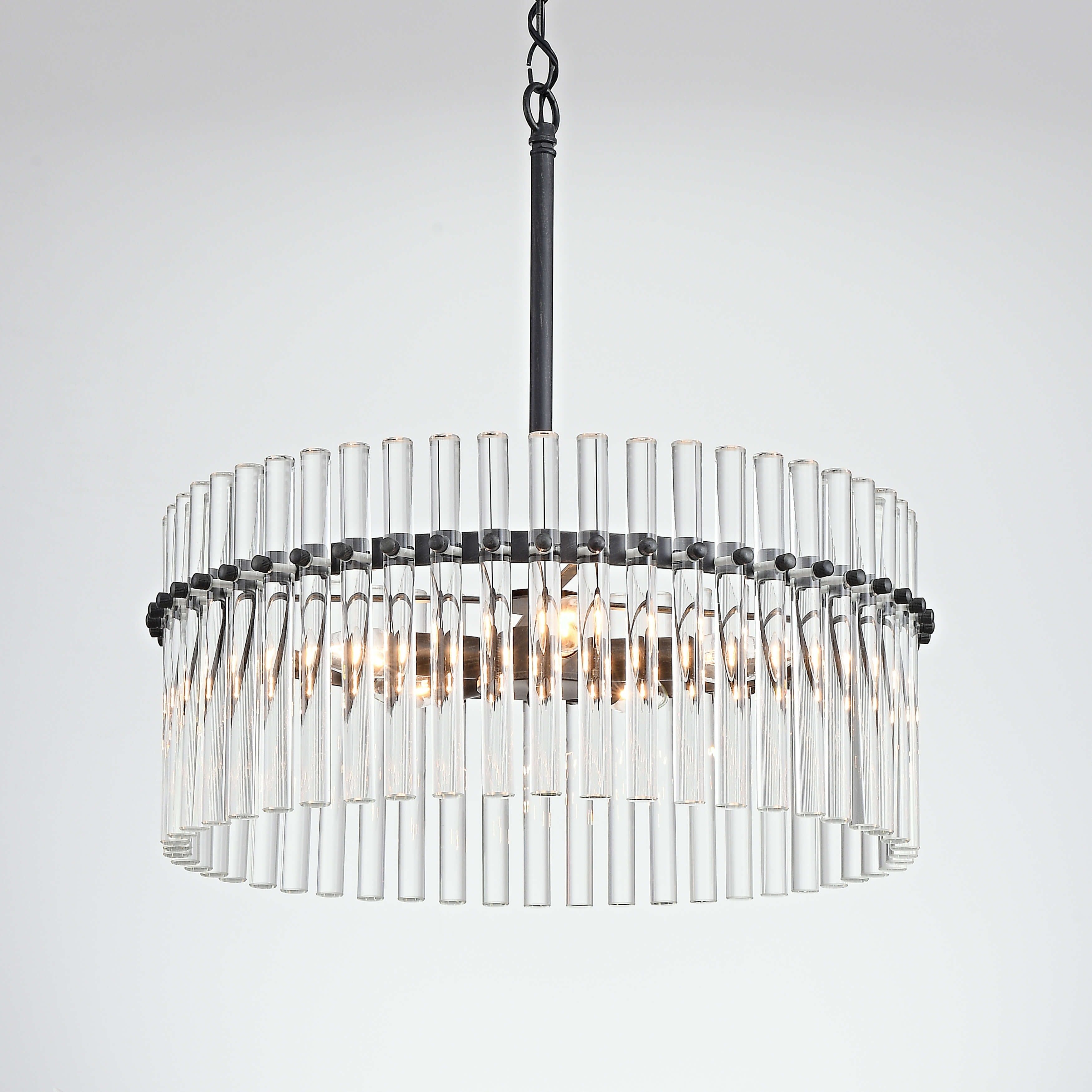 Casandra 4 Light Brushed Brass Pendant Crystal Chandelier