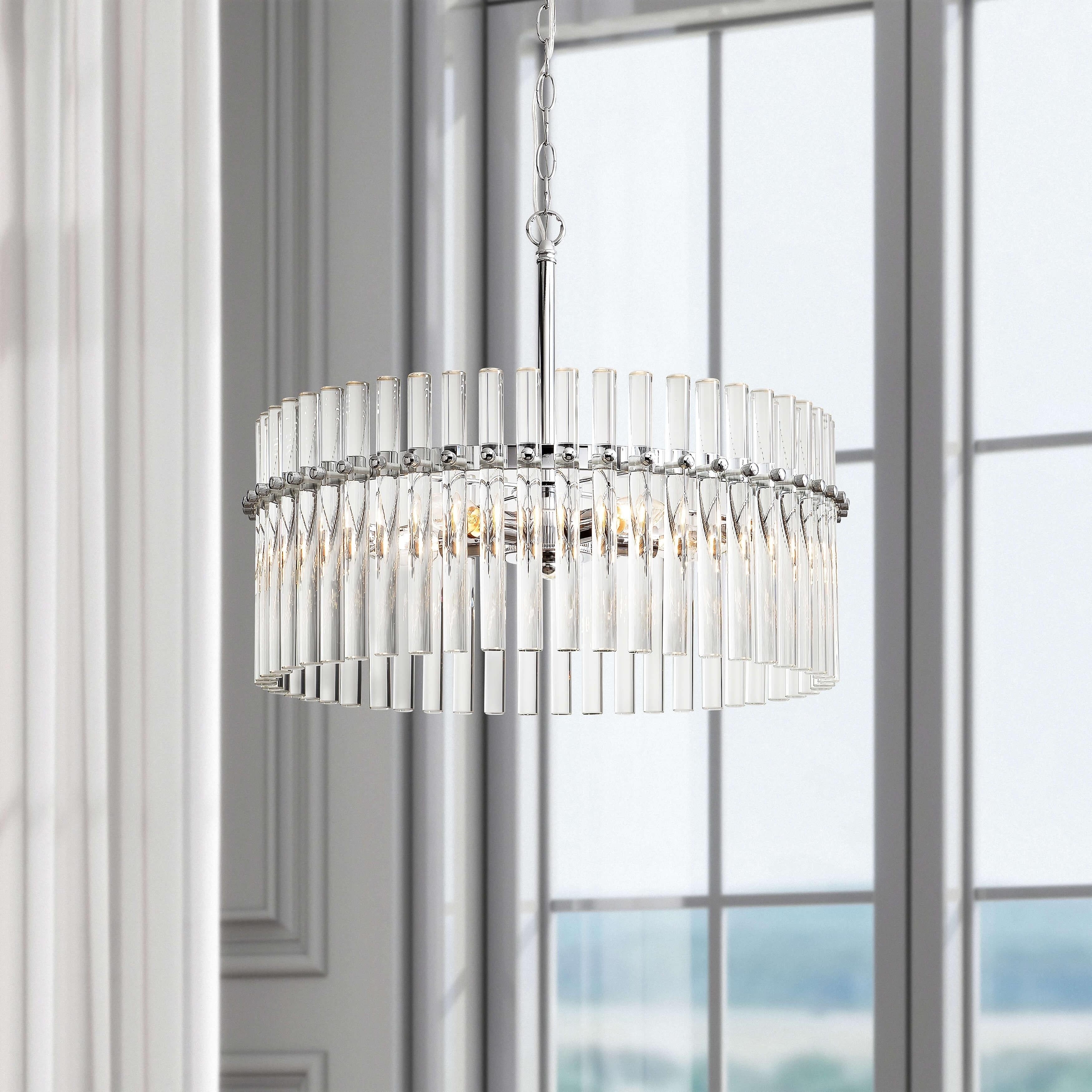 Casandra 4 Light Chrome Pendant Crystal Chandelier