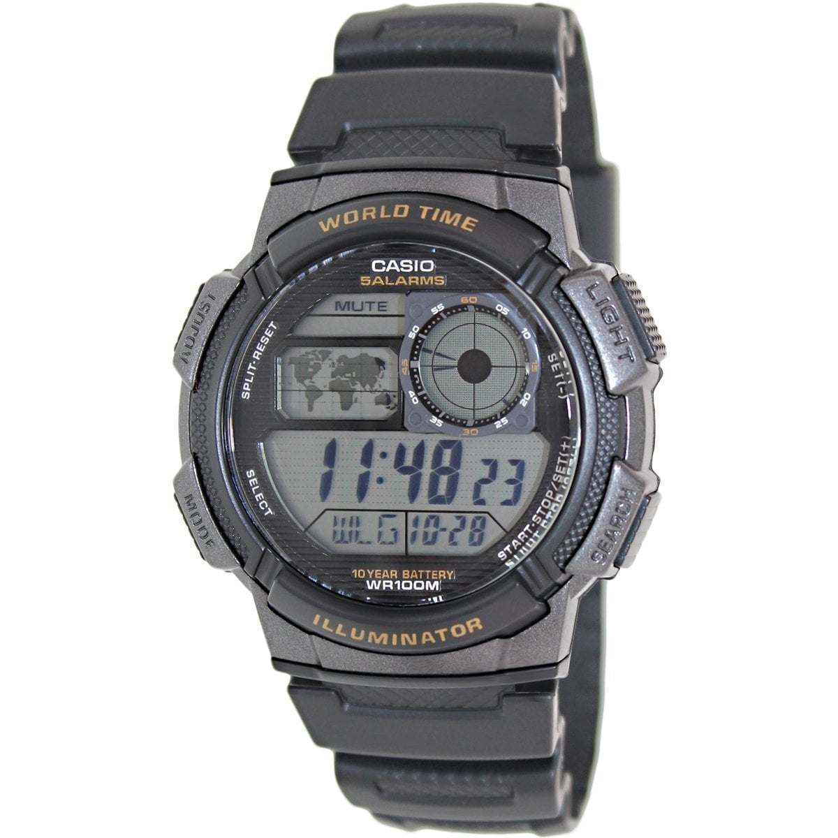 Casio Mens Black Resin Quartz Watch With Digital Dial