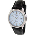 Casio Mens Core Black Leather Quartz Watch With White Dial