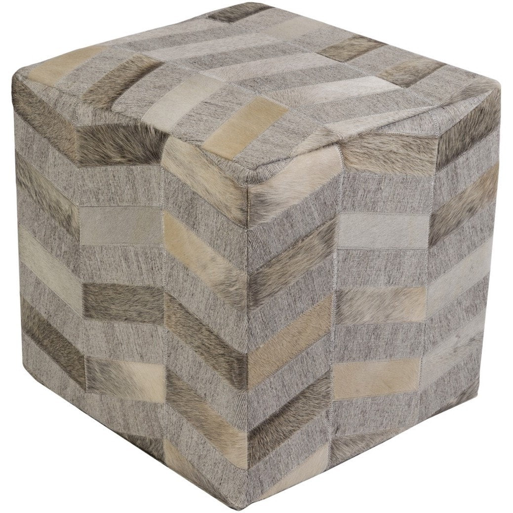 Cassadee 18 Inch Viscose Hair On Hide Square Pouf