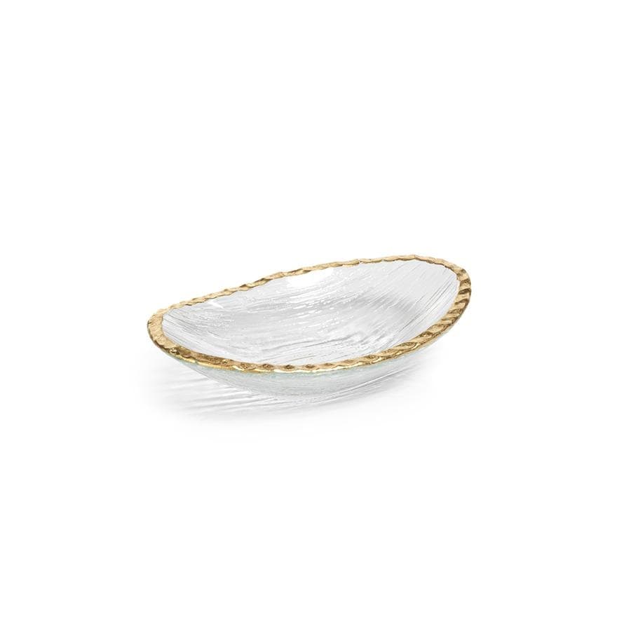 Cassiel Clear Bowls With Jagged Gold Rim Set Of 3