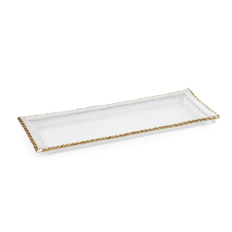 Cassiel Rectangular Trays With Jagged Gold Rim Set Of 2