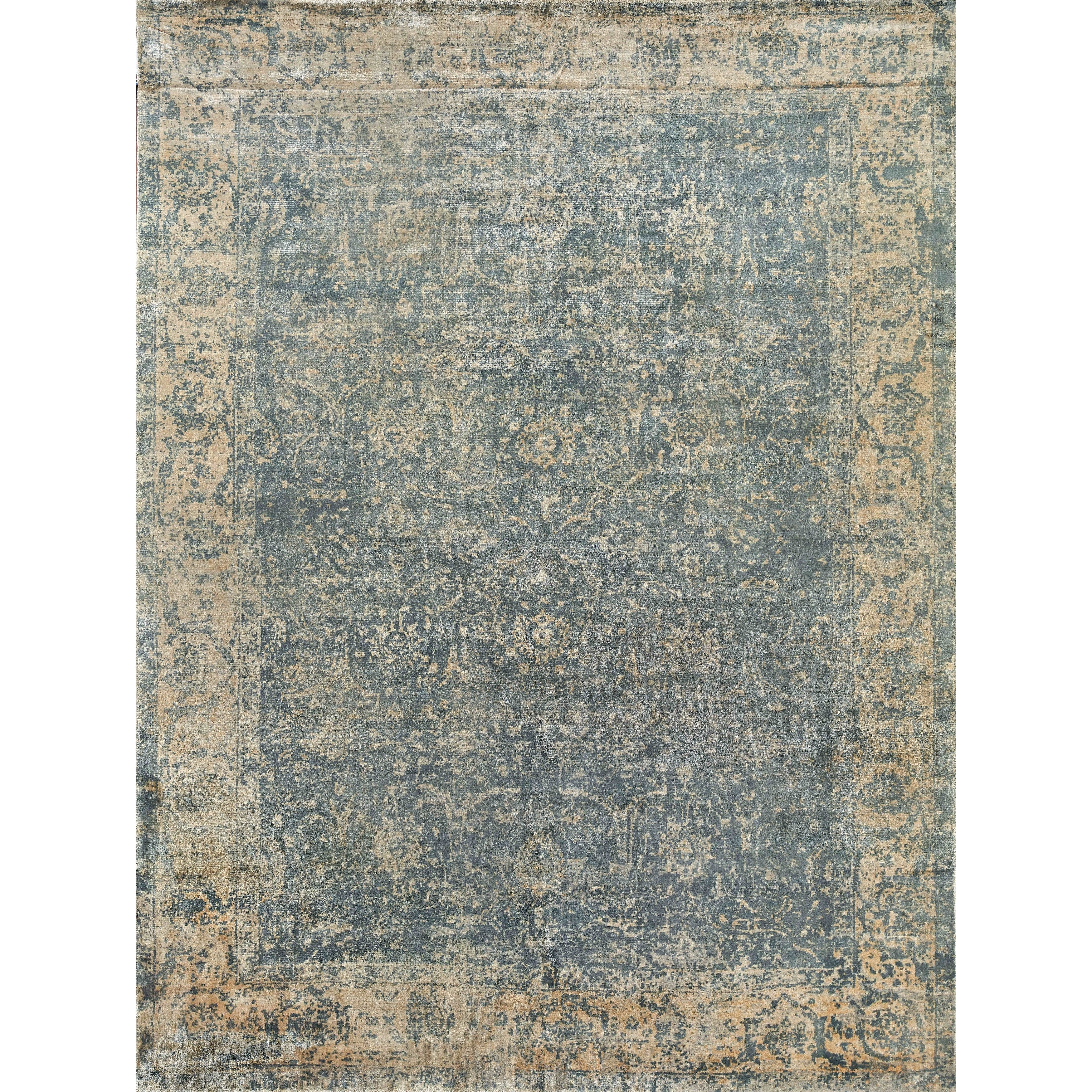 Cassina Handloomed Bamboo Silk Blue Silver Area Rug 9 X 12