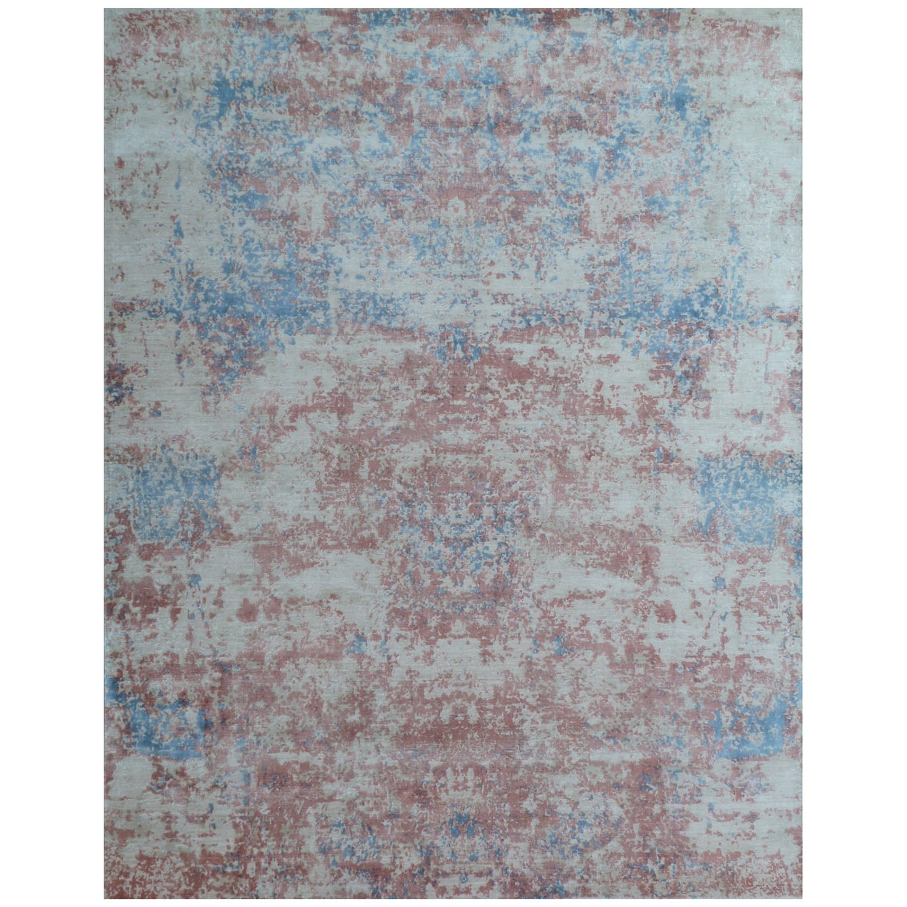 Cassina Handloomed Bamboo Silk Ivory Blue Pink Area Rug 8 X 10