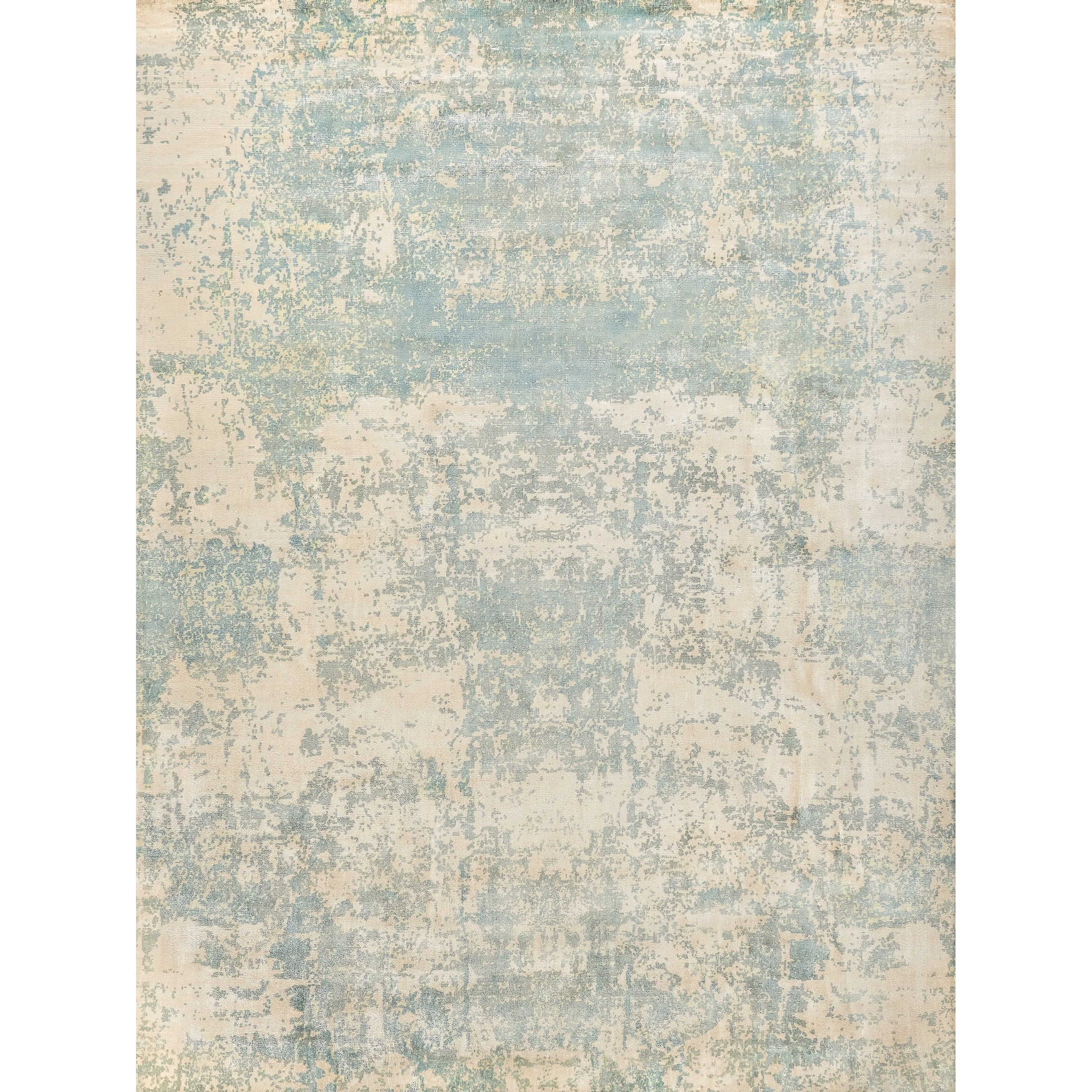 Cassina Handloomed Bamboo Silk Ivory Light Blue Area Rug