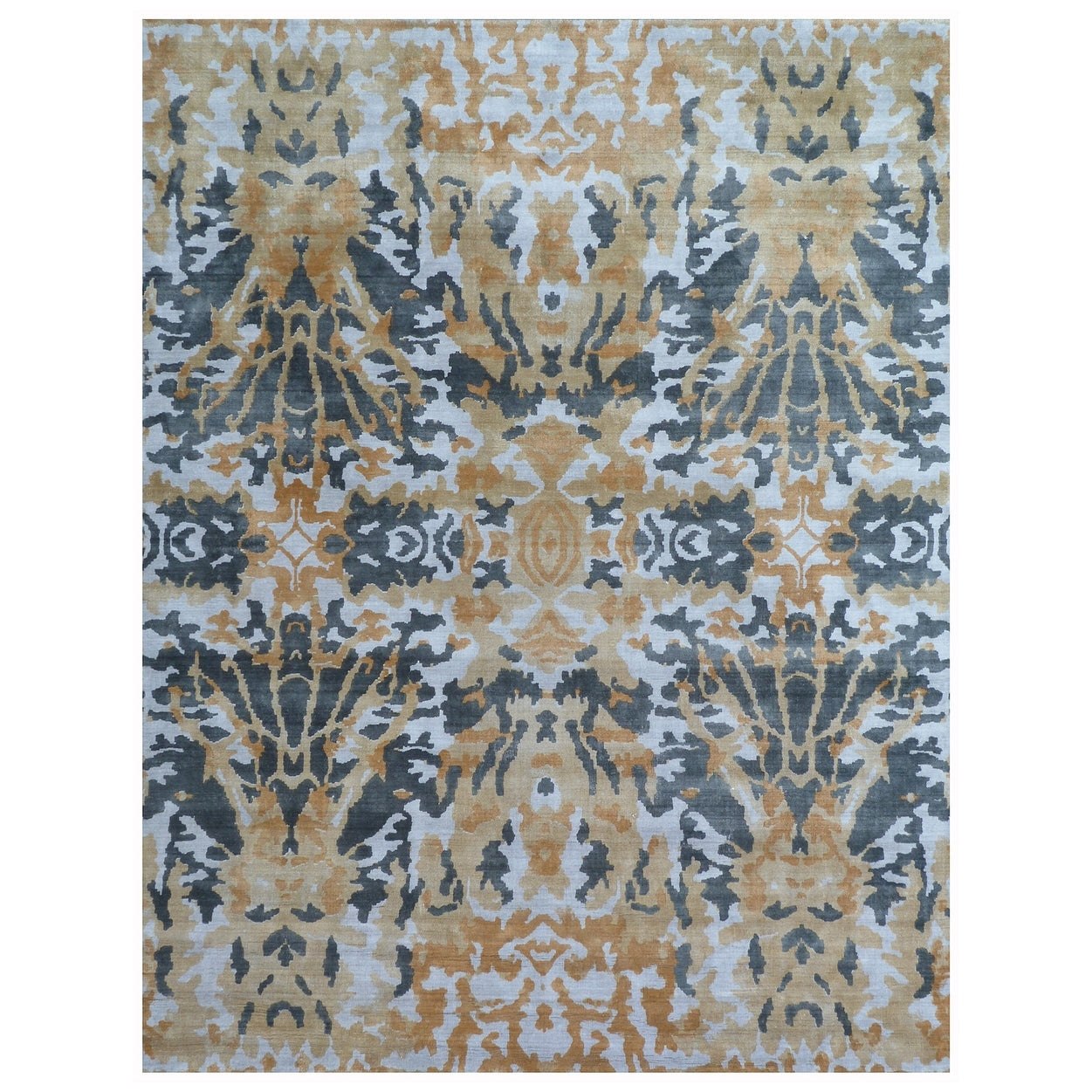 Cassina Handloomed Bamboo Silk Silver Gold Area Rug