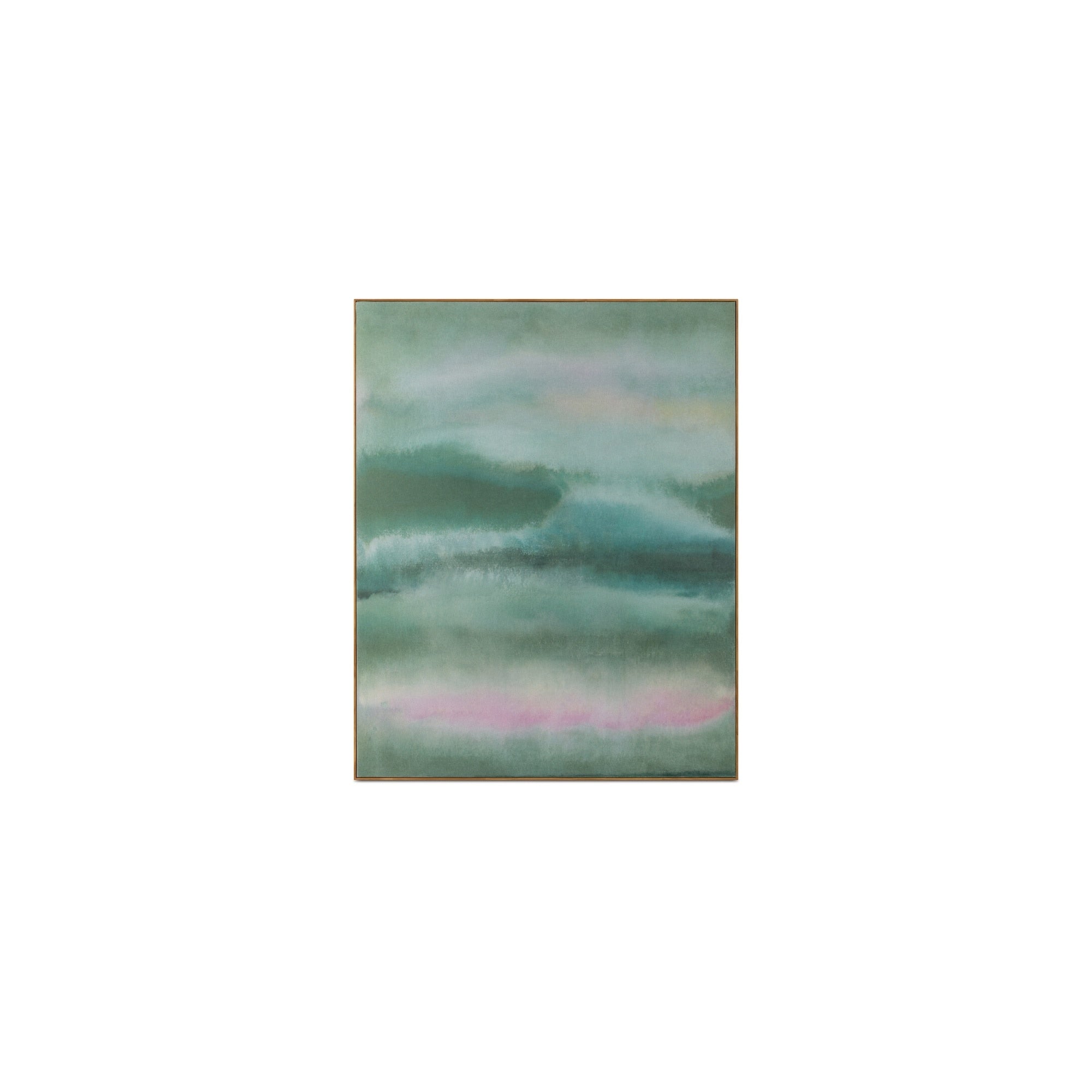 Cassius Painting Acrylic On Felt Solid Pine Frame Moody Abstract Landscape Layered Tonal Greens Multi