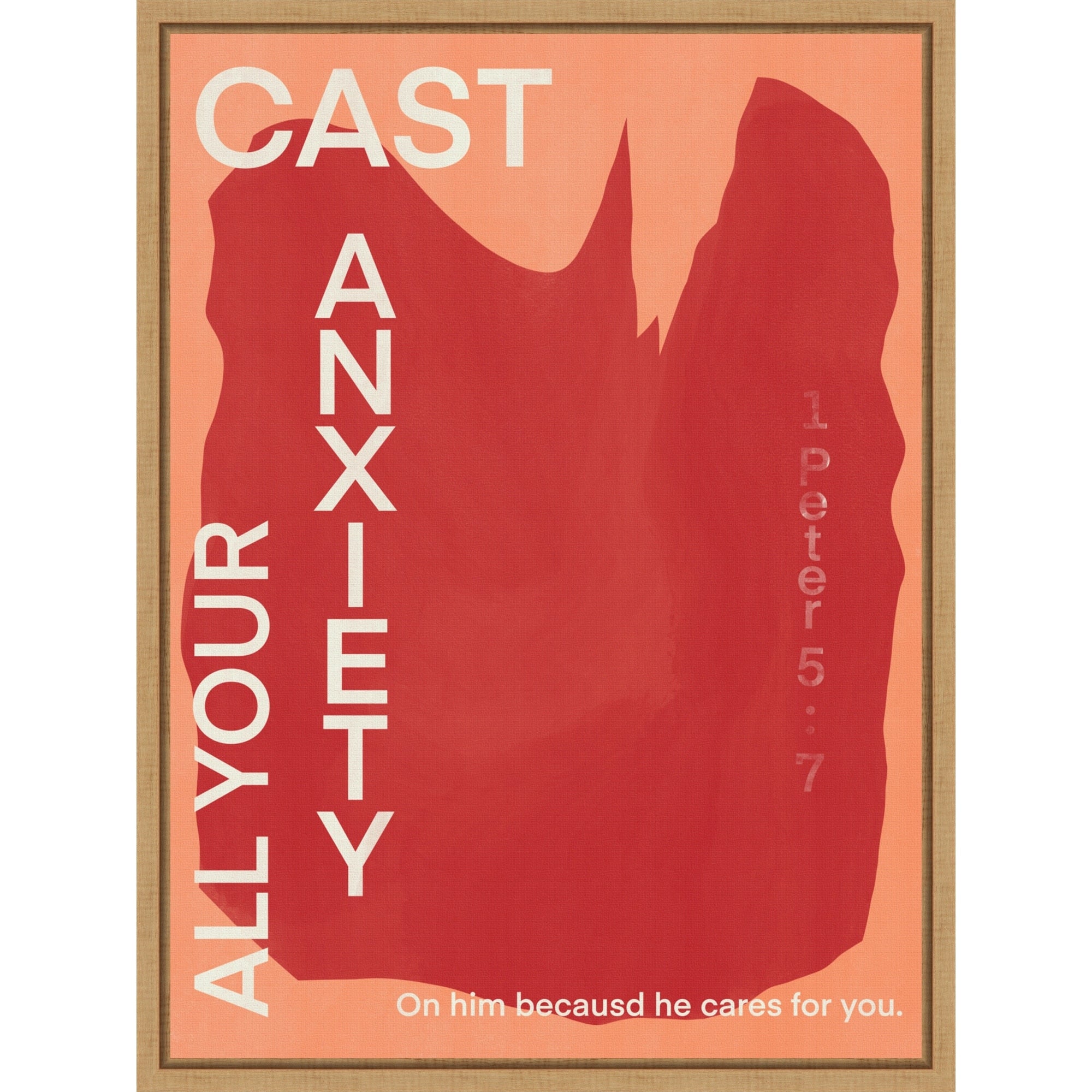 Cast All Your Anxiety By Little Dean Framed Canvas Wall Art Print