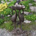 Bronze Aluminum Iron And Metal Lily And Cranes Bird Bath