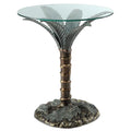 Cast Aluminum Palm Tree Glass Top End Table 21 X 22 X 22 Inches