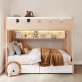 Castle Bunk Bed With Led Light Storage Drawers And Shelf Wood Kids Bunk Bed Frame