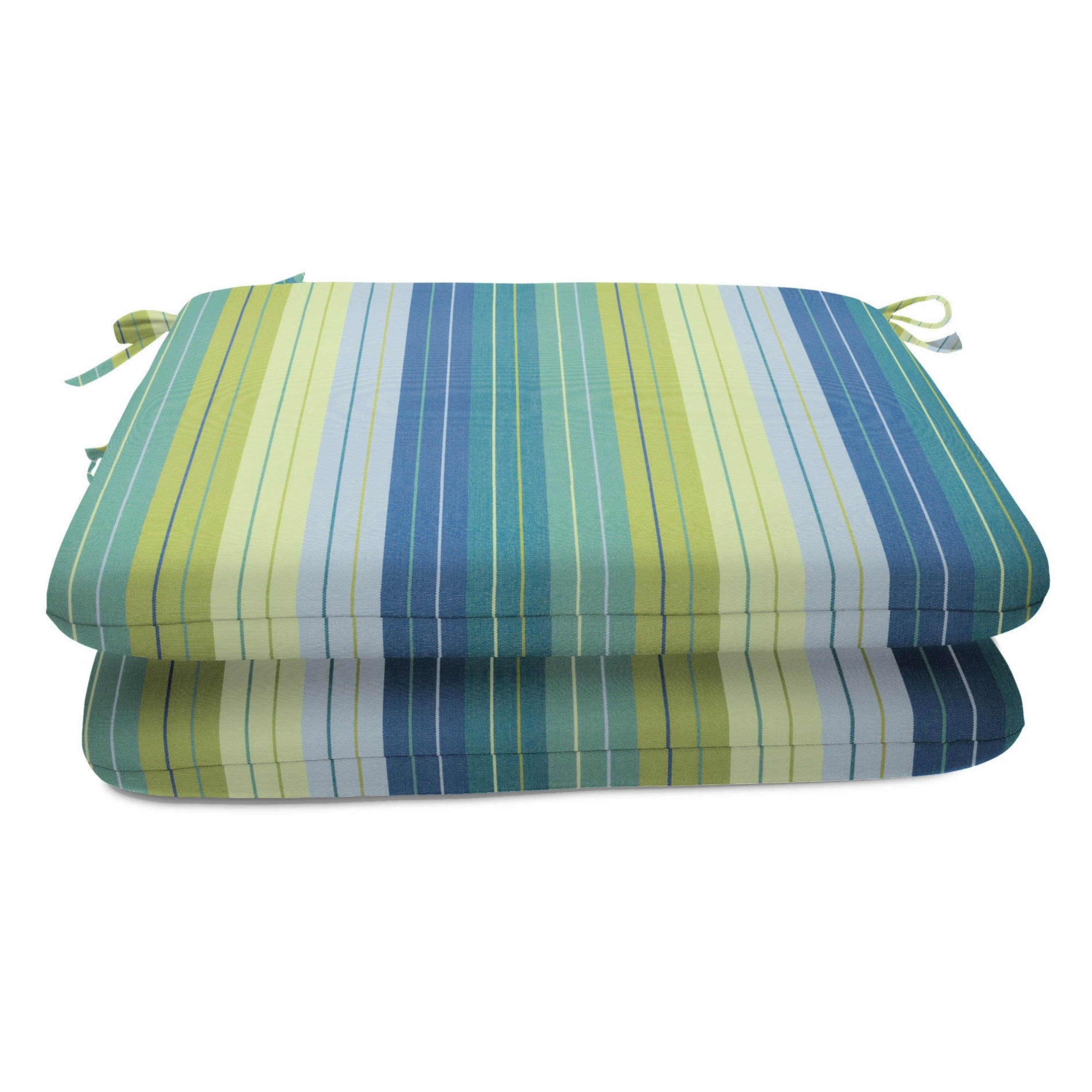 Casual Cushion Stripe Sunbrella Fabric 2 Piece Outdoor Seat Pad Cushion