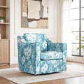 Casual Linen Swivel Upholstered Armchair Floral Striped Accent Chair