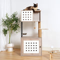 Cat Tree With Litter Box Enclosure All In One Cat Tower For Indoor Cats With Large Hammock Bed Food Station Scratching Posts