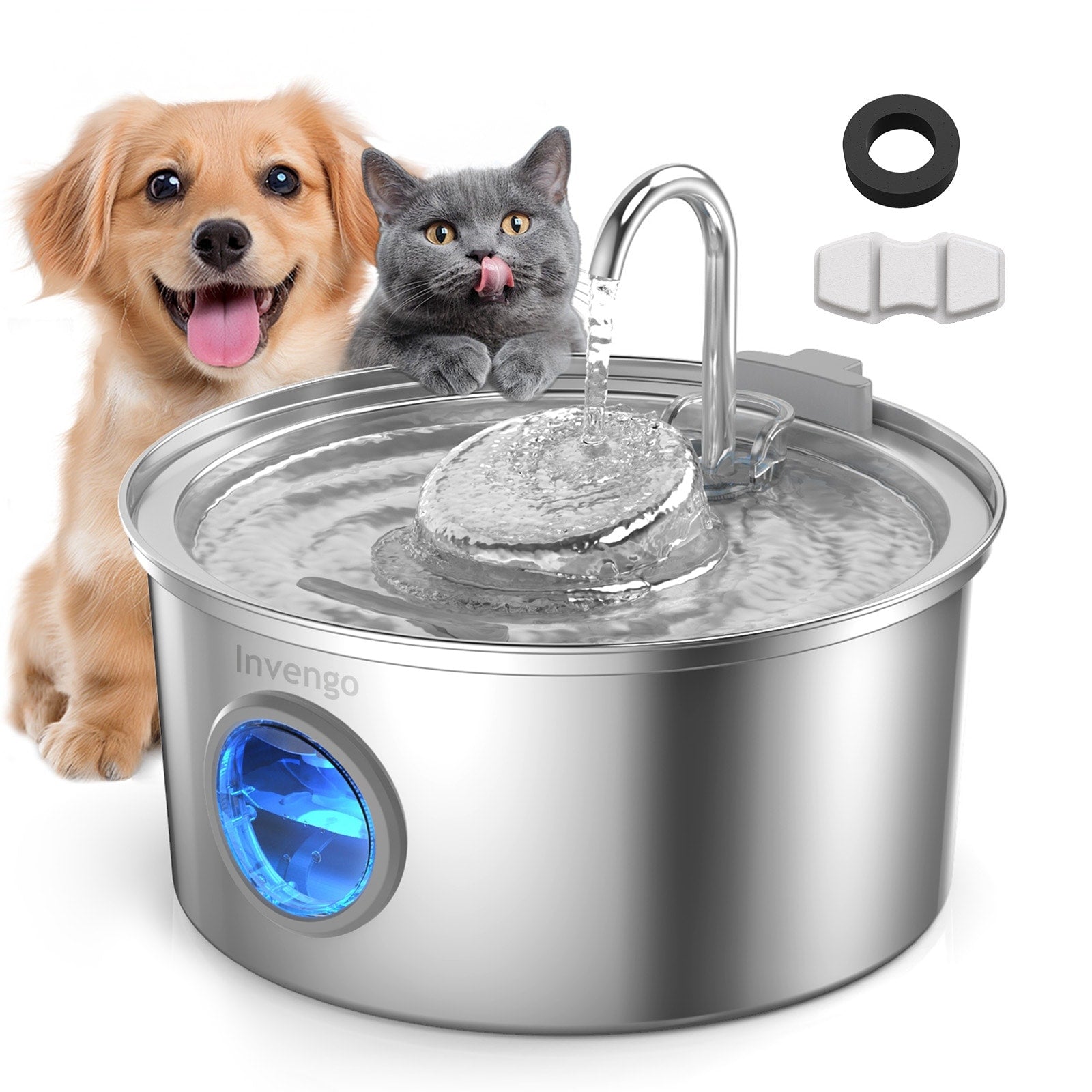 Cat Water Fountain Stainless Steel 108Oz 3.2L Pet Fountain
