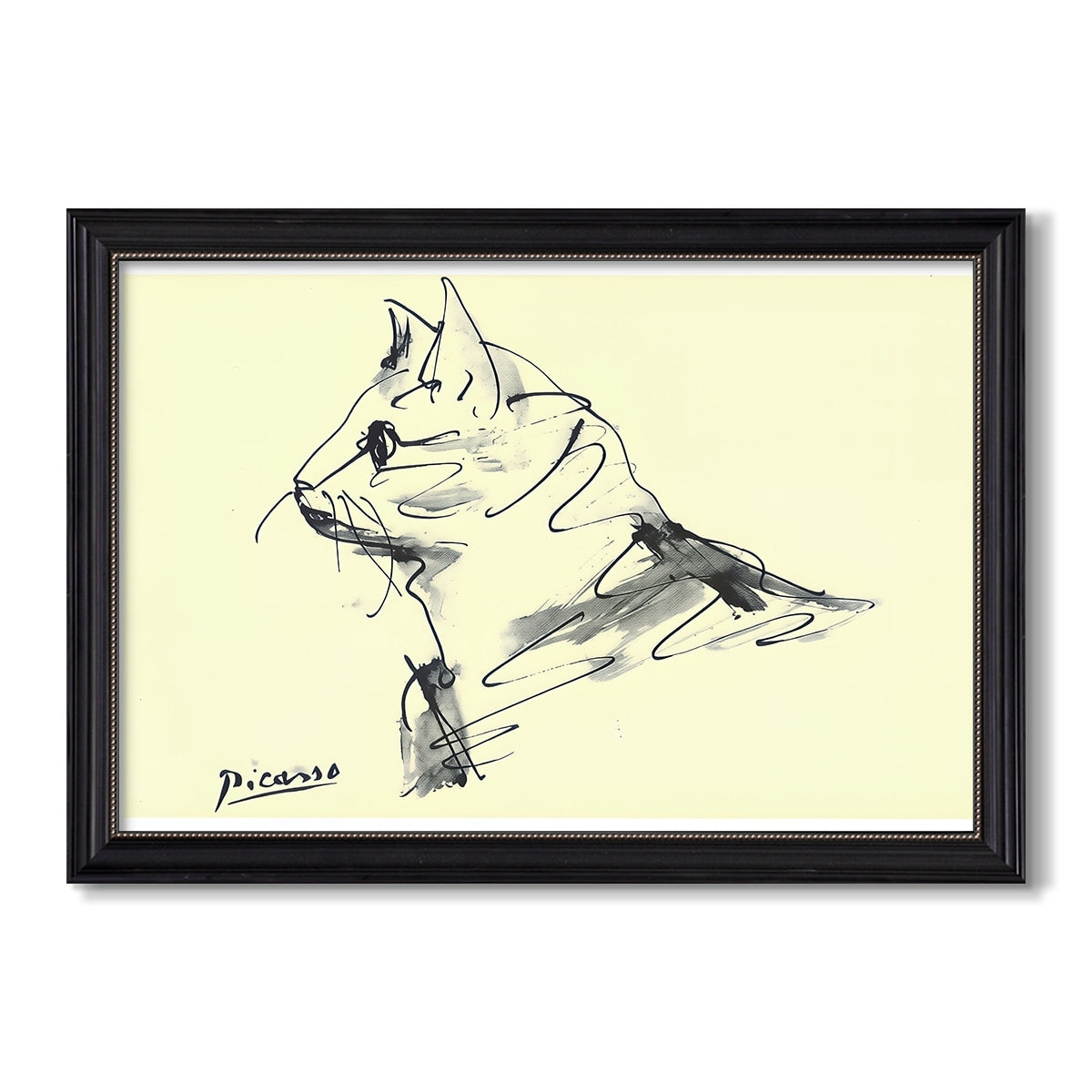 Cat C 1961 Pablo Picasso Custom Framed Canvas