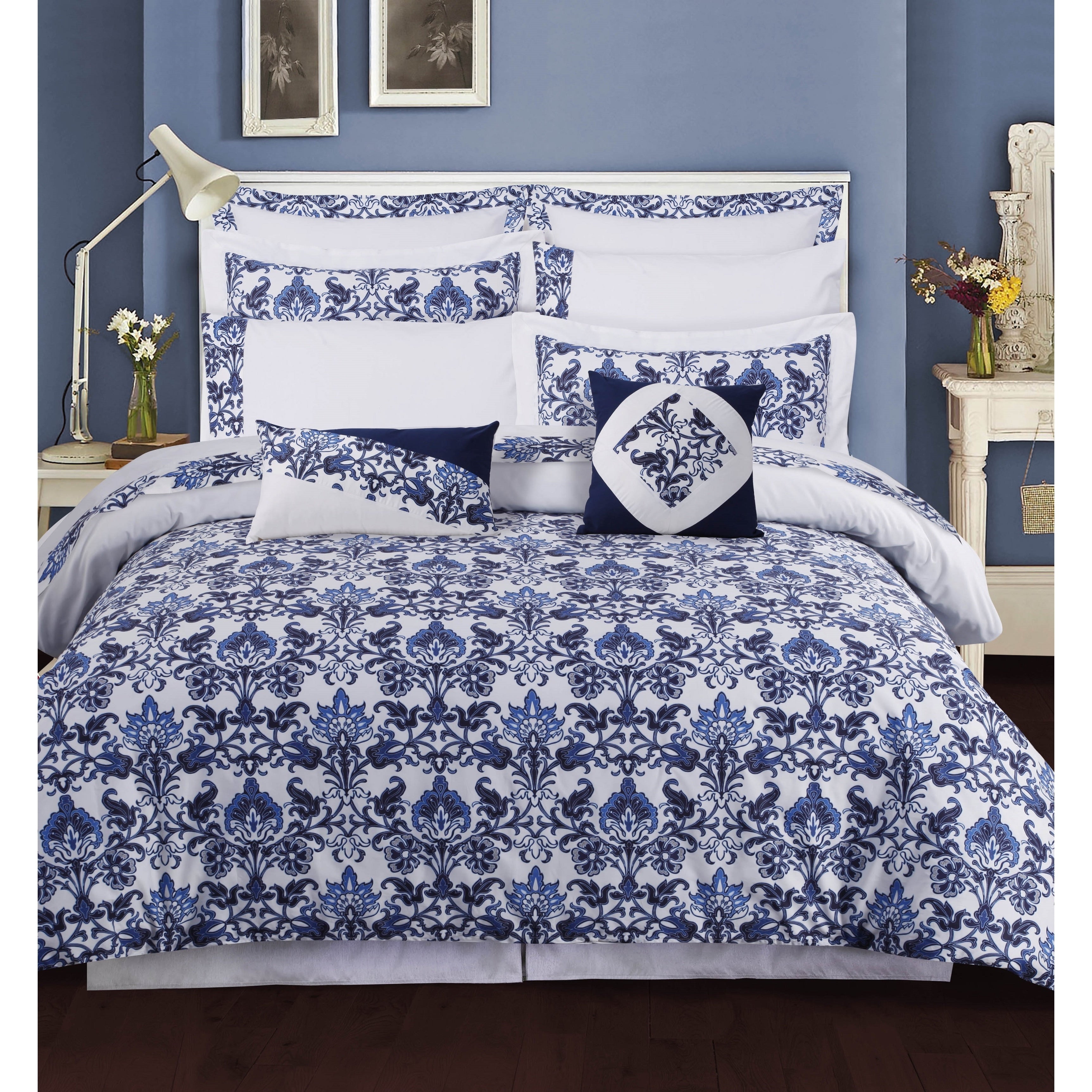 Catalina 12 Piece Cotton Percale Bed In A Bag With Deep Pocket Sheet Set