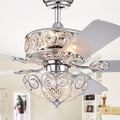 Catalina Chrome Finish 5 Blade 52 Inch Crystal Ceiling Fan Includes Remote And Light Kit