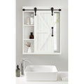 Cates Wood Wall Storage Cabinet With Vanity Mirror And Barn Door