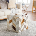 Cattle Range 18 Inch Leather Cowhide Cube Pouf Ottoman