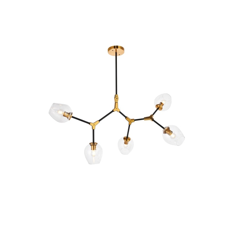 Cavoli 5 Light In Light Antique Brass And Flat Black Pendant Light Antique Brass And Flat Black